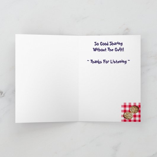 Chocolade Chip Cookies Gingham Picknick Patroon Bedankkaart (Binnen)