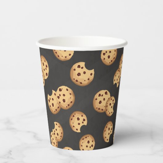 Chocolade Chip Cookies Krijtbord Verjaardagspapier Papieren Bekers (Achterkant)