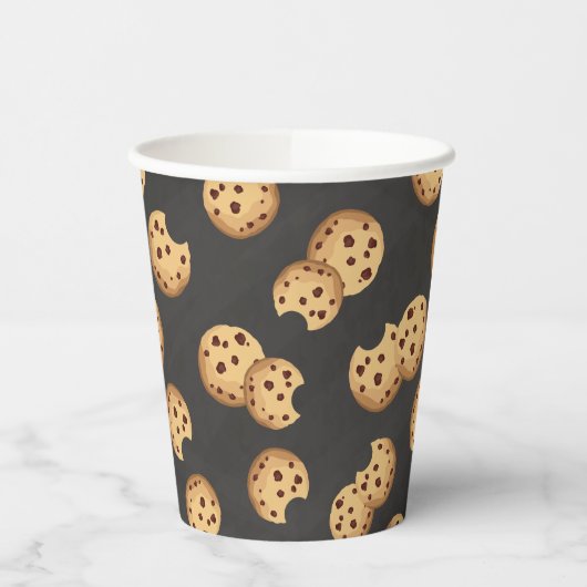 Chocolade Chip Cookies Krijtbord Verjaardagspapier Papieren Bekers (Links)