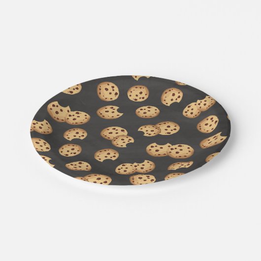 Chocolade Chip Cookies Krijtbord Verjaardagspapier Papieren Bordje (Gekanteld)