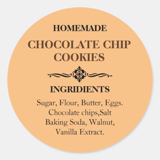 Chocolade Chip Cookies Label Sticker (Voorkant)