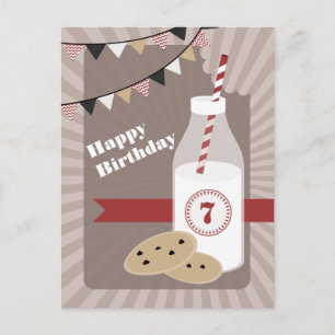 Chocolade Chip Cookies + Melk Verjaardagsfeest Uitnodiging Briefkaart