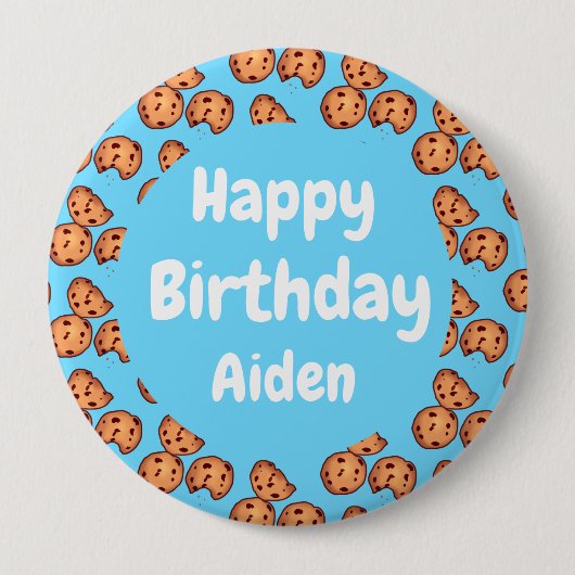 Chocolade Chip Cookies Patroon Ballon Ronde Button 4,0 Cm (Voorkant)