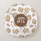 Chocolade Chip Cookies Patroon Monogram Rond Kussen (Voorkant)