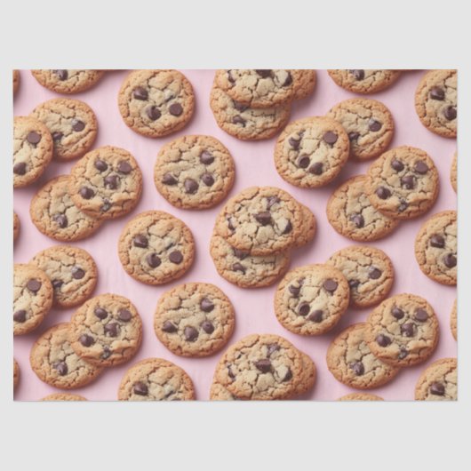 Chocolade Chip Cookies Patroon op Roze Decoupage Tissuepapier (Voorkant)