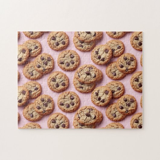 Chocolade Chip Cookies Patroon op Roze Legpuzzel (Horizontaal)