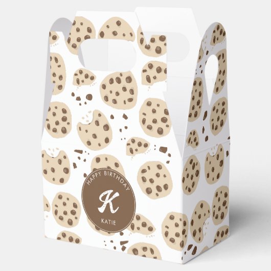 Chocolade Chip Cookies Patroon Verjaardagsfeestje Bedankdoosjes (Geopend)