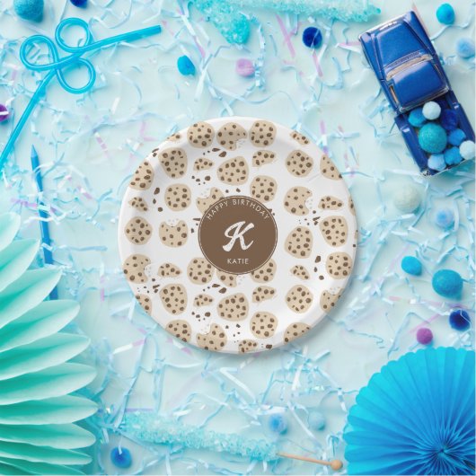 Chocolade Chip Cookies Patroon Verjaardagsfeestje Papieren Bordje (Feest)