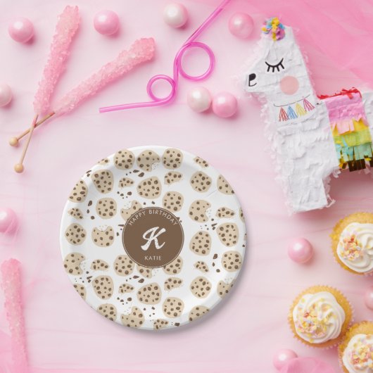 Chocolade Chip Cookies Patroon Verjaardagsfeestje Papieren Bordje (Feest)