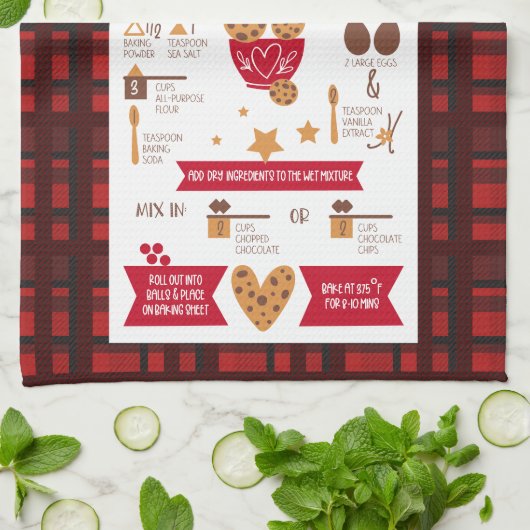 Chocolade Chip Cookies Recept Feestelijke Kerst Theedoek (Gevouwen)