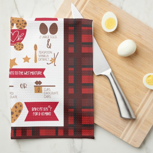 Chocolade Chip Cookies Recept Feestelijke Kerst Theedoek (Quarter Fold)