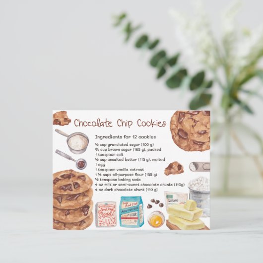 Chocolade Chip Cookies Recept Kaart (Staand voorkant)