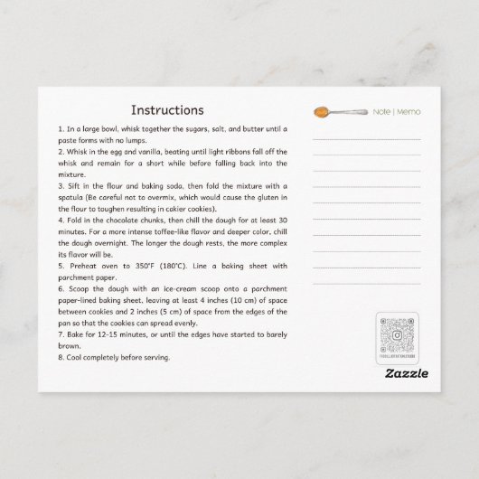 Chocolade Chip Cookies Recept Kaart (Achterkant)