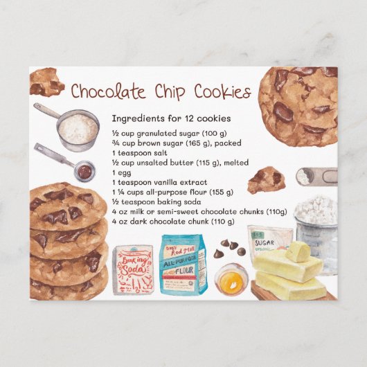 Chocolade Chip Cookies Recept Kaart (Voorkant)