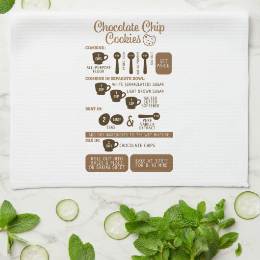 Chocolade Chip Cookies Recept Keuken Handdoek (Gevouwen)