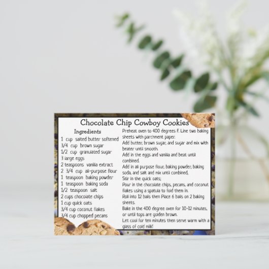 Chocolade Chip Cowboy Cookies Recept Kaart (Staand voorkant)