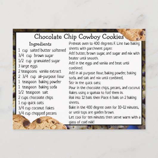 Chocolade Chip Cowboy Cookies Recept Kaart (Voorkant)