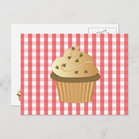 Chocolade Chip Cupcake Briefkaart (Voorkant / Achterkant)