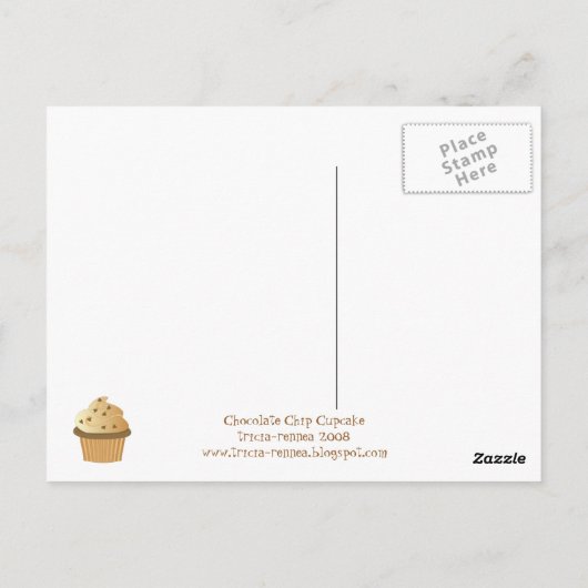 Chocolade Chip Cupcake Briefkaart (Achterkant)