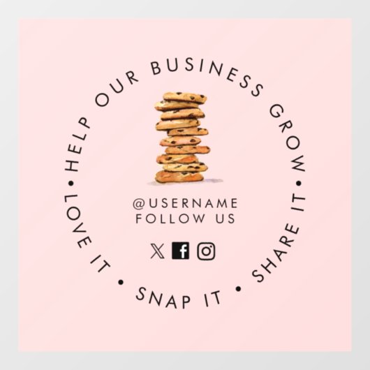 Chocolade Chip koekje Bakkerij Sociale media volge Raamsticker (Vel)