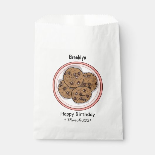 Chocolade chip koekje cartoon illustratie bedankzakje (Voorkant)