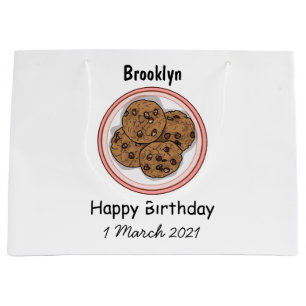 Chocolade chip koekje cartoon illustratie groot cadeauzakje