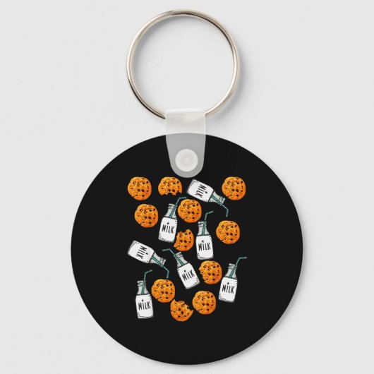 Chocolade Chip Koekjes En Melk Grappig Kostuum Sleutelhanger (Voorkant)