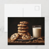 Chocolade Chip koekjes en melk schilderij Briefkaart (Voorkant / Achterkant)
