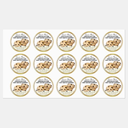 Chocolade Chip Koekjes Labels (Vel)