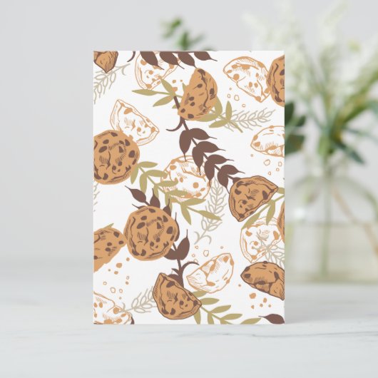 chocolade chip koekjes patroon wit bedankkaart (Staand voorkant)