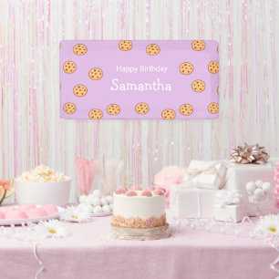 Chocolade chip koekjes verjaardag paarse spandoek