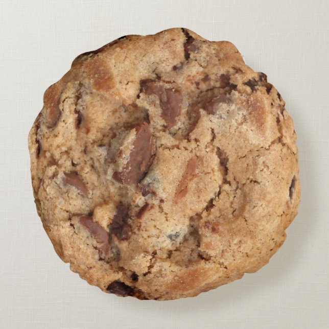 chocolade chip kookpijp rond kussen (Achterkant)