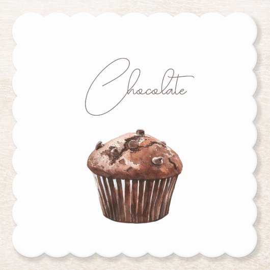 Chocolade Chip Muffin Cupcake Kartonnen Onderzetters (Voorkant)