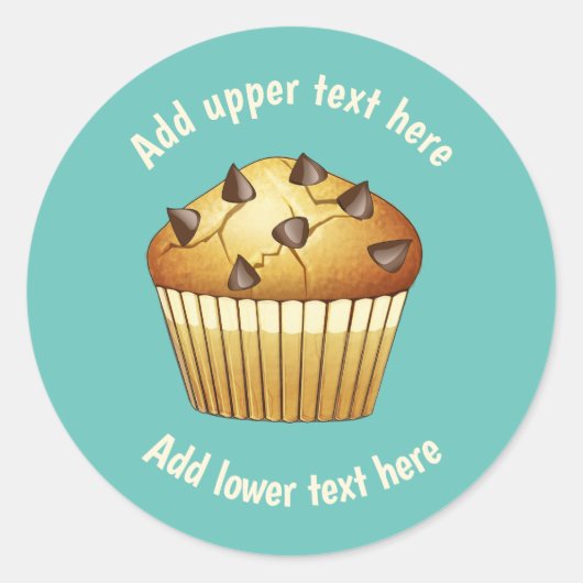 Chocolade Chip Muffin en Jouw tekst op elke kleur Ronde Sticker (Voorkant)