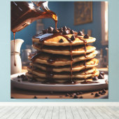 Chocolade Chip Pannenkoeken Canvas Afdruk (Insitu (Houten vloer))