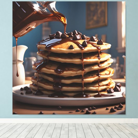 Chocolade Chip Pannenkoeken Canvas Afdruk (Insitu (Houten vloer))