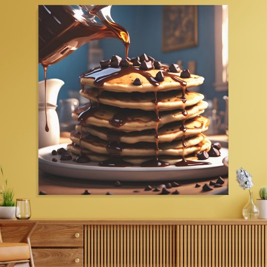 Chocolade Chip Pannenkoeken Canvas Afdruk (Insitu (Woonkamer))