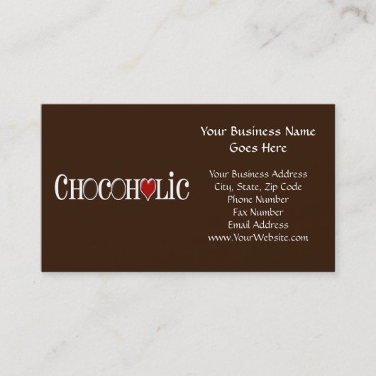 Chocolade, chocolade Lover met rood hart Visitekaartje (Voorkant)