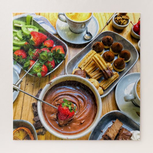 Chocolade Churros Fondue Sweet Tasty Food Party Legpuzzel (Verticaal)