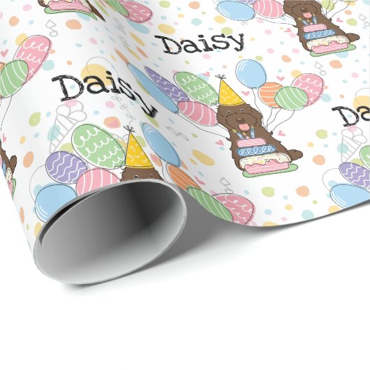 Chocolade Cockapoo Cavapoo Hond Verjaardag Cadeaupapier (Rol Hoek)