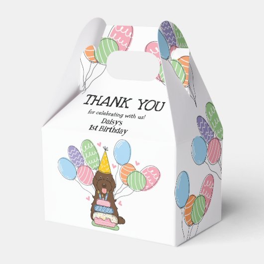 Chocolade Cockapoo Cavapoo Verjaardag Dank u Bedankdoosjes (Voorkant Zijde)