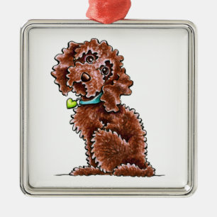 Chocolade Cockapoo Heart Collar Metalen Ornament