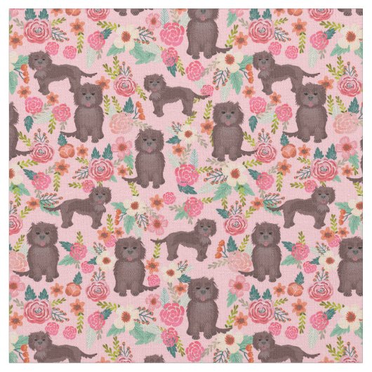 Chocolade cockapoo-honden floralen roze stof (Close Up)
