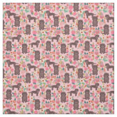 Chocolade cockapoo-honden floralen roze stof (Swatch)