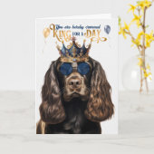 Chocolade Cocker Dog King voor een Dag Grappige Ve Kaart (Gele Bloem)