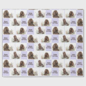 Chocolade Cocker Spaniel Birthday Cadeaupapier (Vlak)