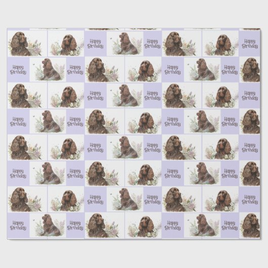 Chocolade Cocker Spaniel Birthday Cadeaupapier (Vlak)