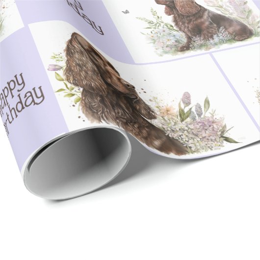 Chocolade Cocker Spaniel Birthday Cadeaupapier (Rol Hoek)