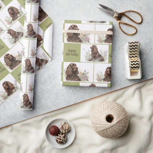 Chocolade Cocker Spaniel Birthday Cadeaupapier (Crafts)
