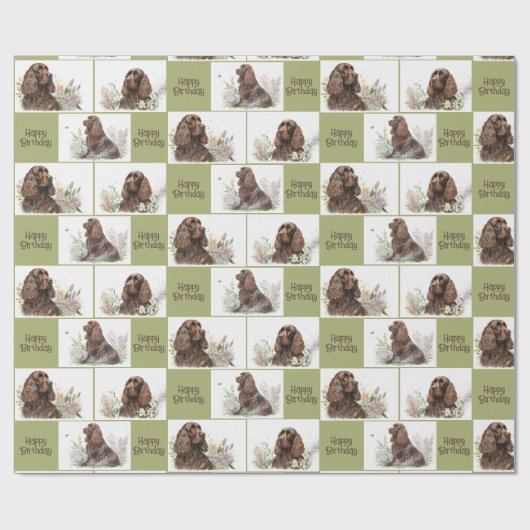 Chocolade Cocker Spaniel Birthday Cadeaupapier (Vlak)